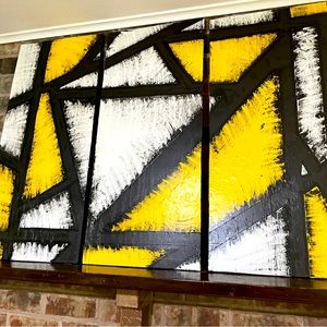 Original hand painted wooden abstract art